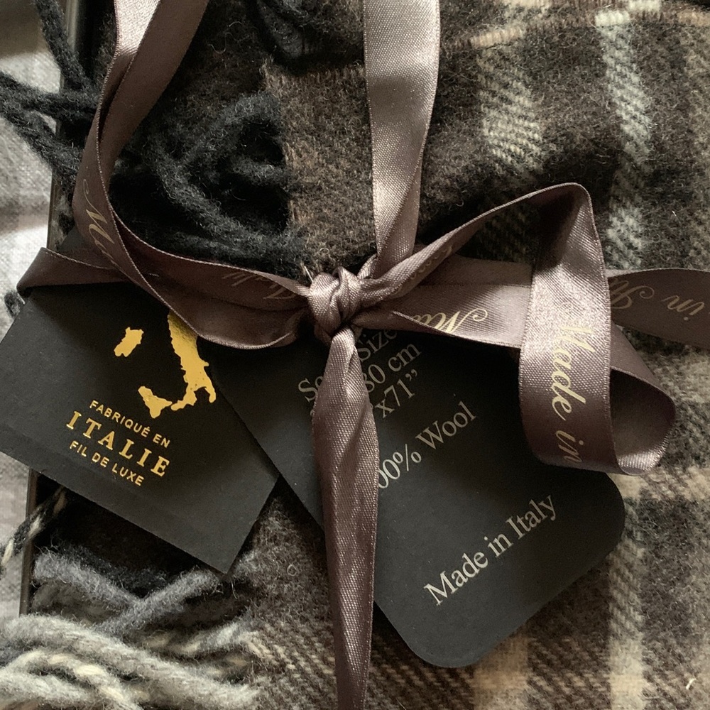 Men's Brown and Tan Wool Scarf